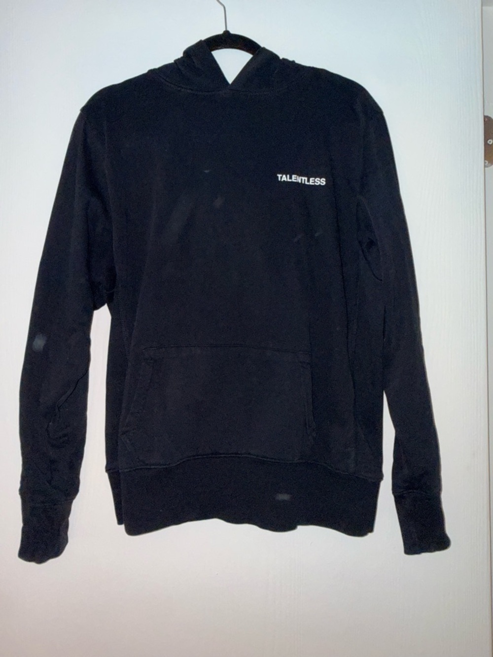 TALENTLESS Black Crewneck Hoodie with Subtle Logo